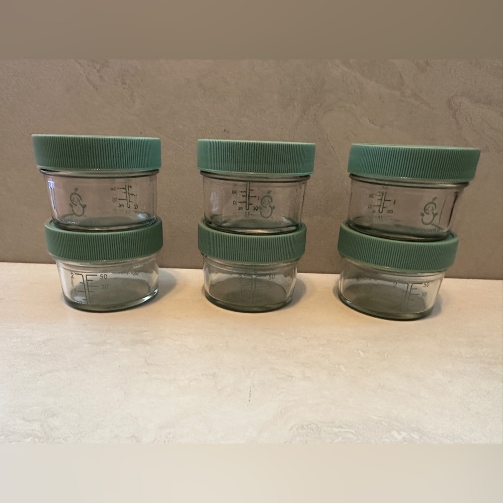 6 Sage Spoonfuls Glass Big Batch 2oz Jars With Lids Baby Food